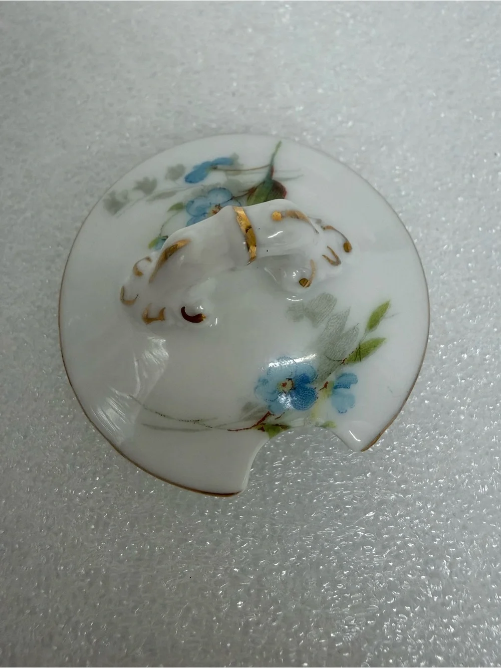 Vtg Schwarzburg Porcelain lidded Sugar Bowl Blue forget-me-knots Gold Trim